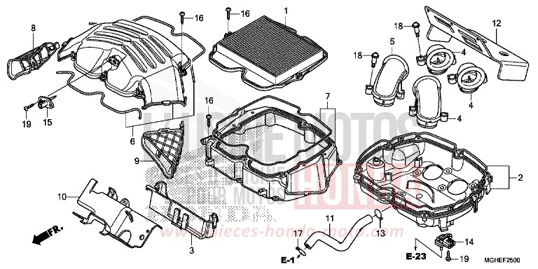 FILTRE A AIR de VFR1200X "Crosstourer" Méca CANDY PROMINENCE RED (R342) 2014